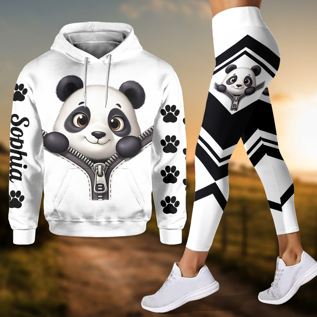 Niedlicher Panda – Personalisierter Hoodie und Leggings für Panda-Fans