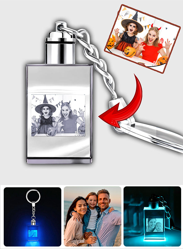 Personalisierter Foto-Schlüsselanhänger mit LED-Beleuchtung und Kristallen – das perfekte Geschenk für jeden Hunde- oder Katzenliebhaber, der einen geliebten Menschen verloren hat.