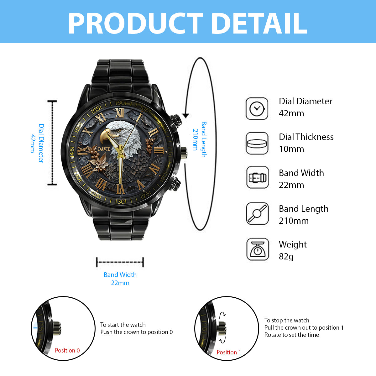 Starker Weißkopfseeadler – personalisierte Armbanduhr