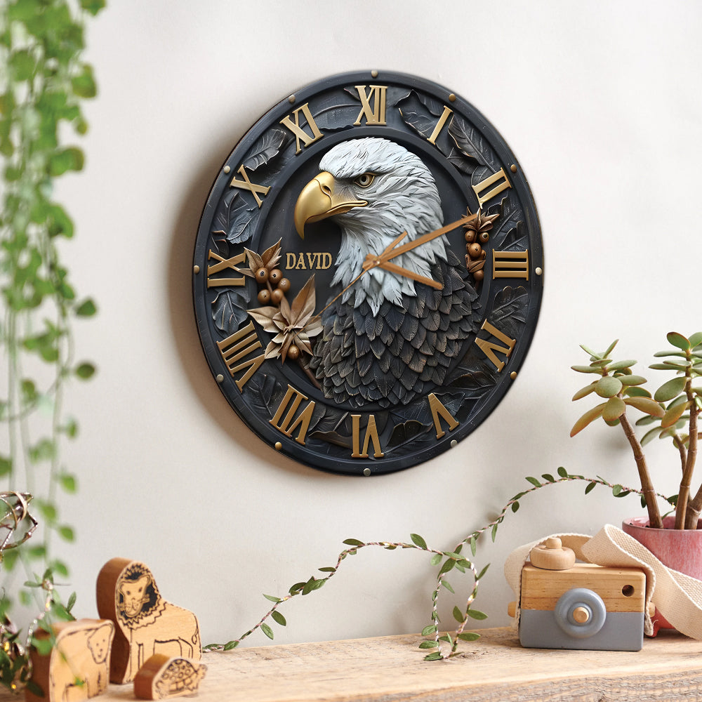 Starker Weißkopfseeadler - Personalisierte Wanduhr