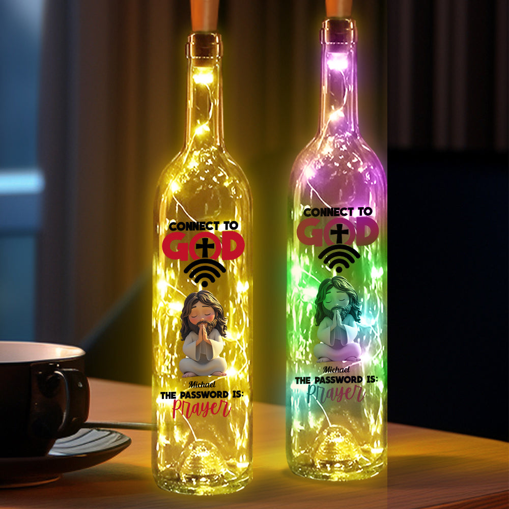 Verbinde dich mit Gott – Personalisierte christliche Weinflaschenlampe