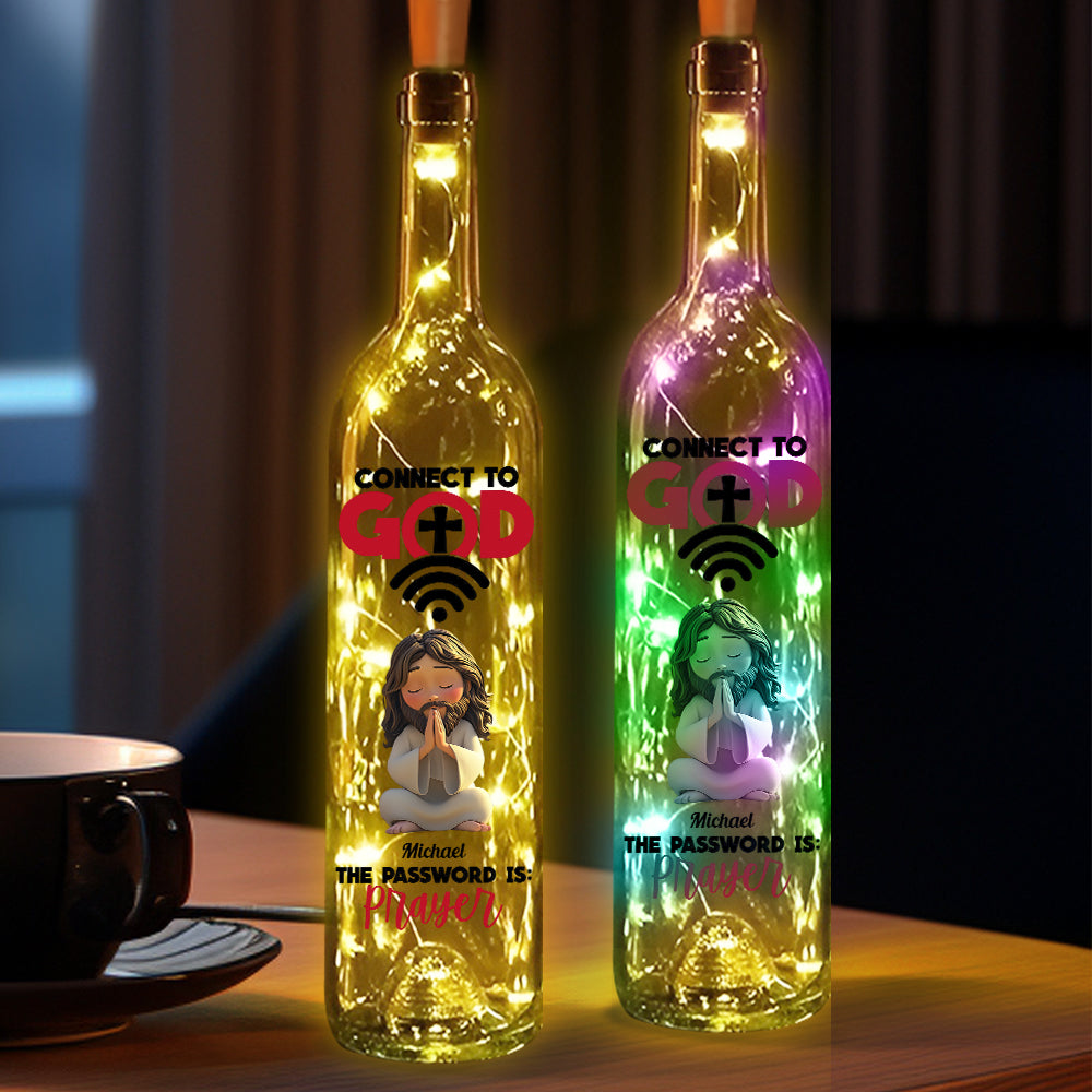 Verbinde dich mit Gott – Personalisierte christliche Weinflaschenlampe