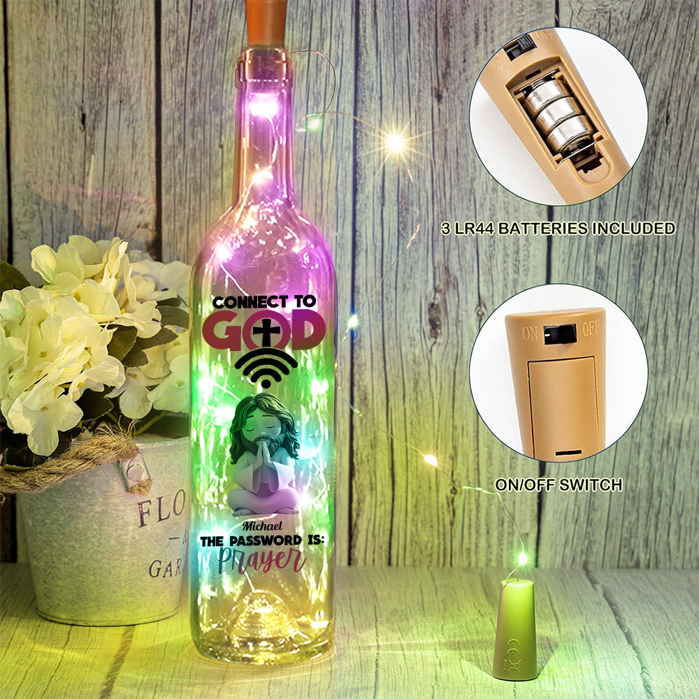 Verbinde dich mit Gott – Personalisierte christliche Weinflaschenlampe