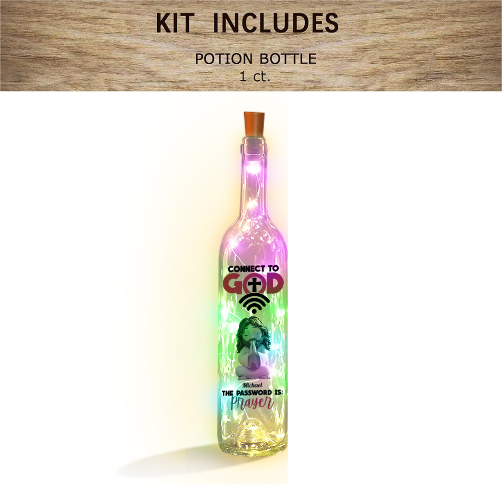 Verbinde dich mit Gott – Personalisierte christliche Weinflaschenlampe
