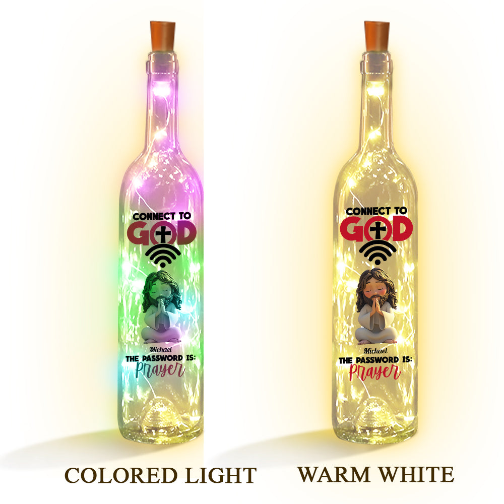 Verbinde dich mit Gott – Personalisierte christliche Weinflaschenlampe