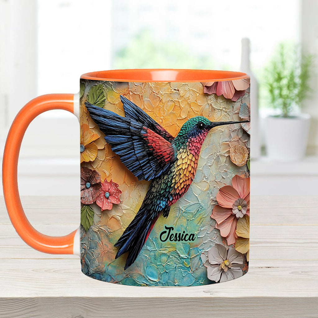 Atemberaubende Fliege – Personalisierte Tasse mit Kolibri-Akzent