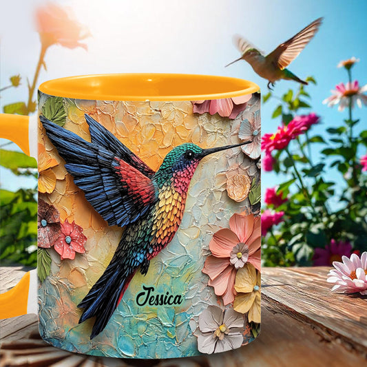 Atemberaubende Fliege – Personalisierte Tasse mit Kolibri-Akzent