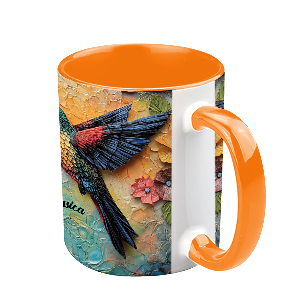 Atemberaubende Fliege – Personalisierte Tasse mit Kolibri-Akzent