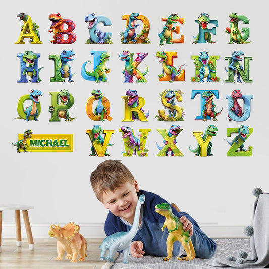 Dinosaurier-Alphabet für Kinder – Personalisierter Wandaufkleber für Kinder