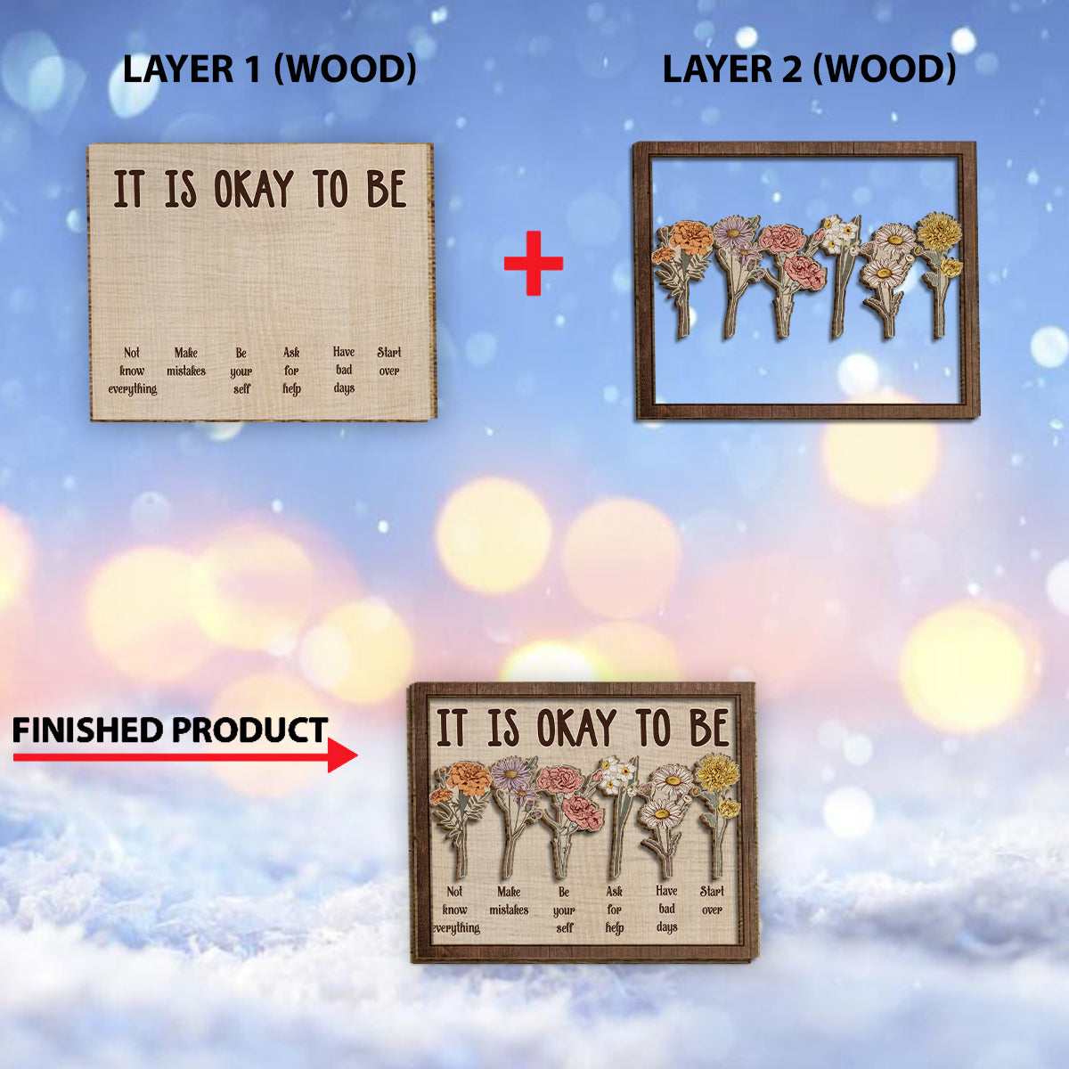 It is okay to be - Personalized Mental Health Awareness 2 Layered Wood Sign / Wood Plaque