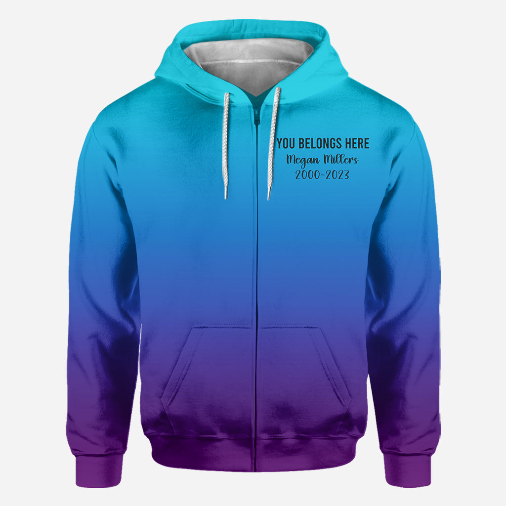 Ich trage Türkis und Lila – personalisiertes T-Shirt zur Suizidprävention