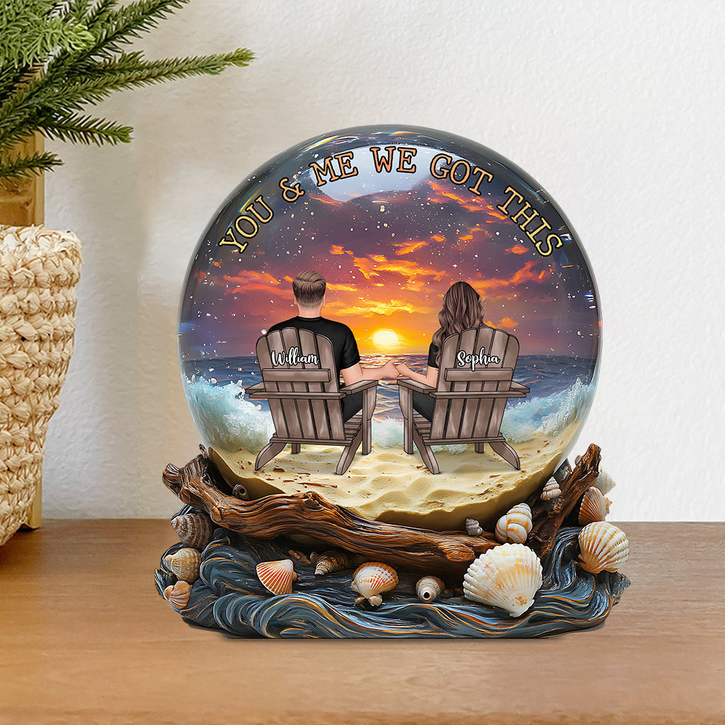 Du und ich, wir schaffen das – personalisierte Acrylplakette in individueller Form für Paare