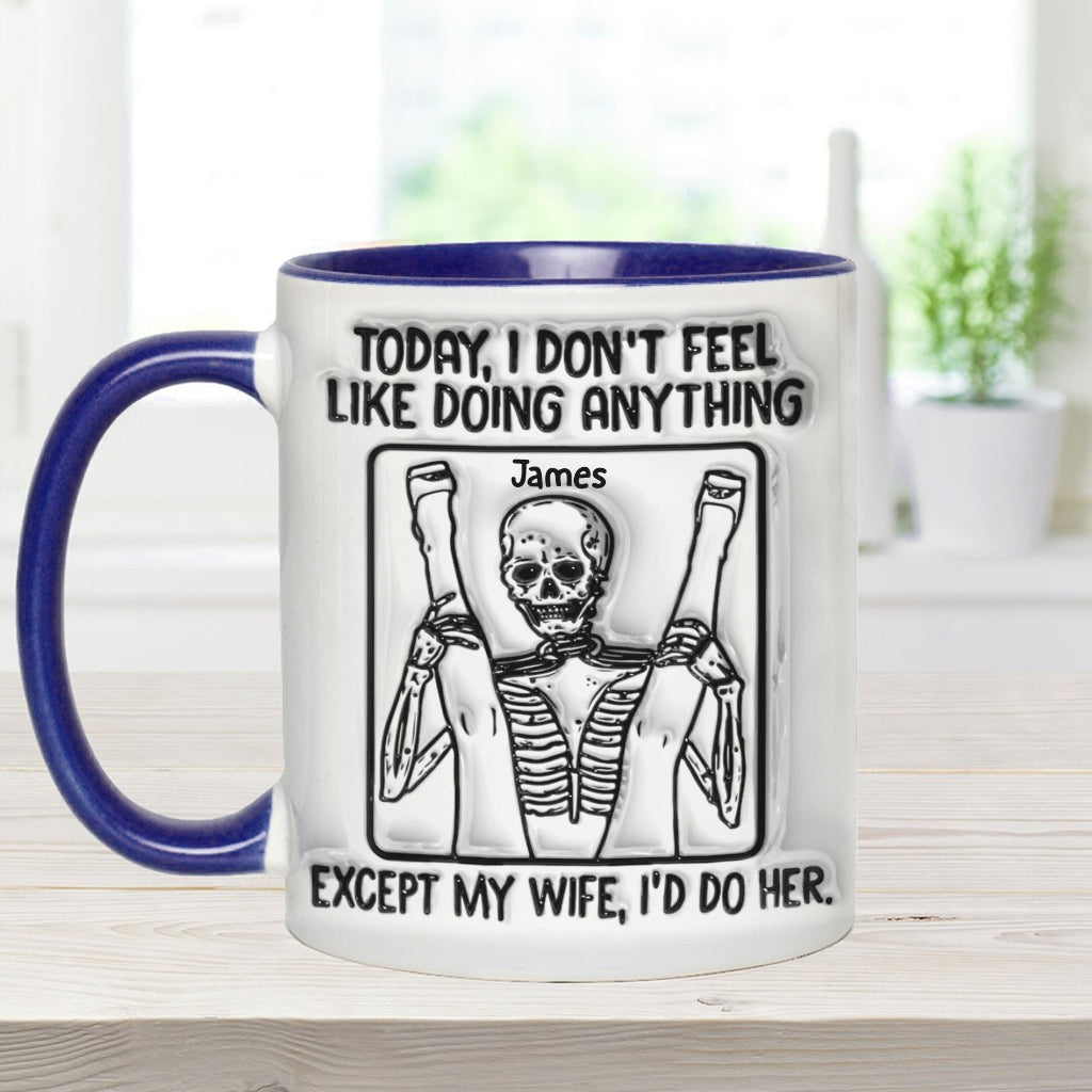 Heute habe ich zu nichts Lust – personalisierte Tasse mit Totenkopf-Akzent