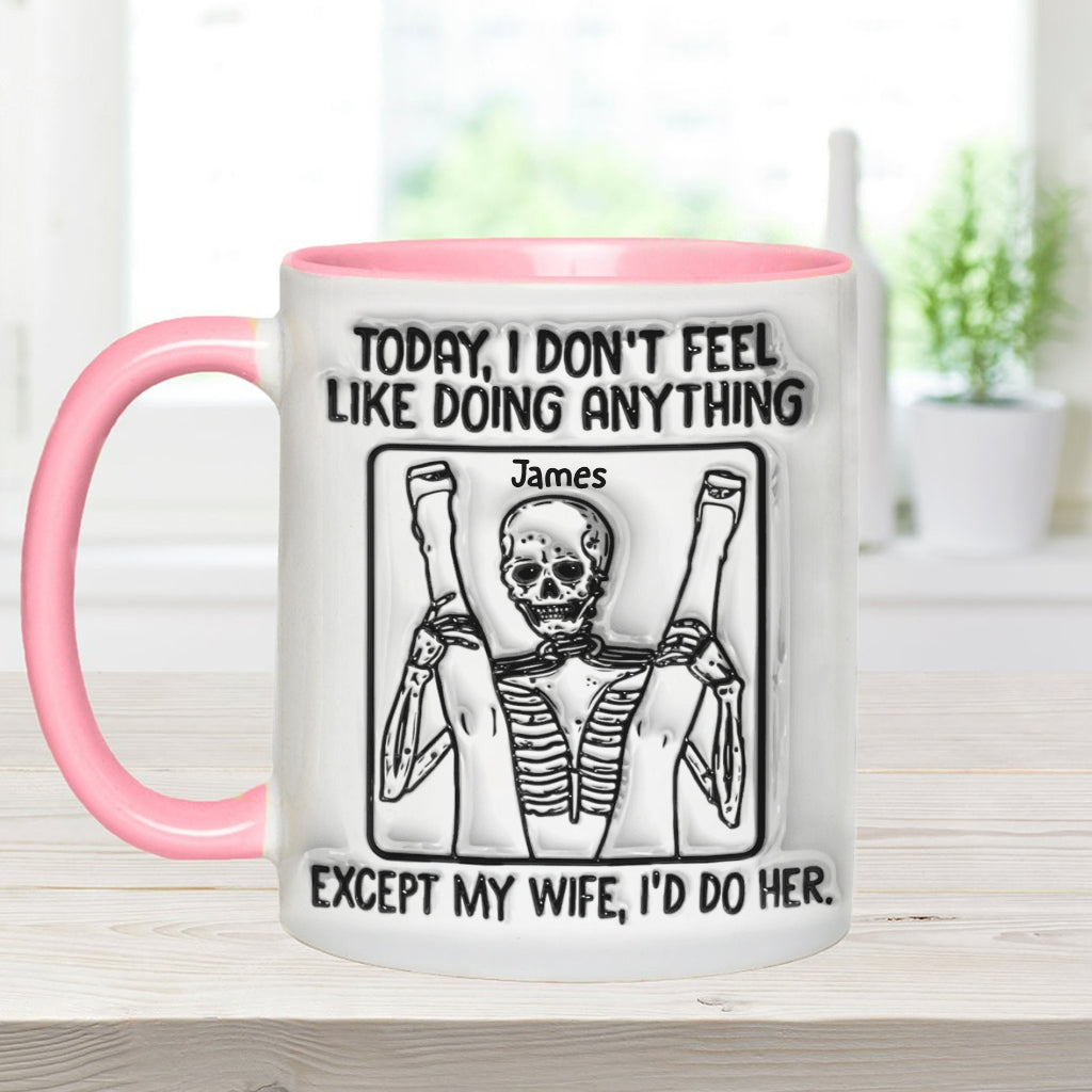 Heute habe ich zu nichts Lust – personalisierte Tasse mit Totenkopf-Akzent