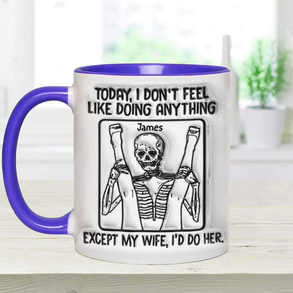 Heute habe ich zu nichts Lust – personalisierte Tasse mit Totenkopf-Akzent