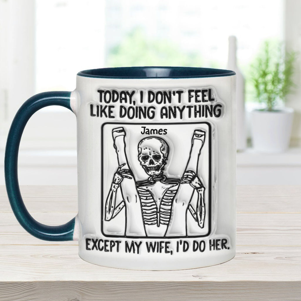 Heute habe ich zu nichts Lust – personalisierte Tasse mit Totenkopf-Akzent