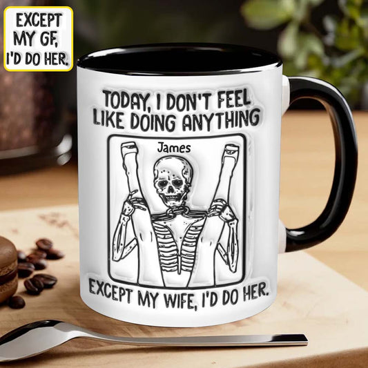 Heute habe ich zu nichts Lust – personalisierte Tasse mit Totenkopf-Akzent
