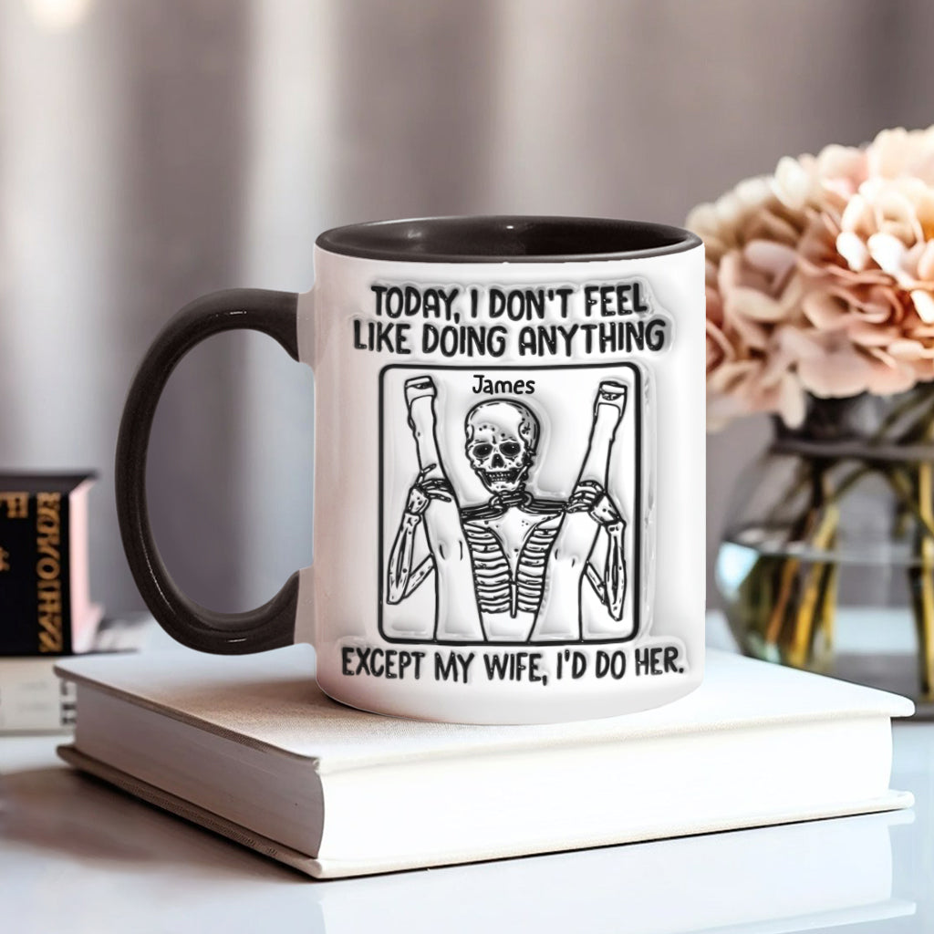 Heute habe ich zu nichts Lust – personalisierte Tasse mit Totenkopf-Akzent