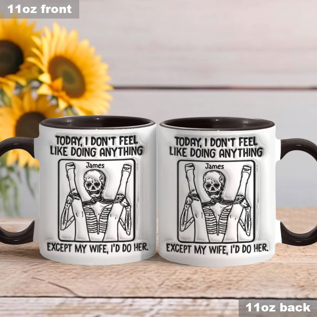 Heute habe ich zu nichts Lust – personalisierte Tasse mit Totenkopf-Akzent