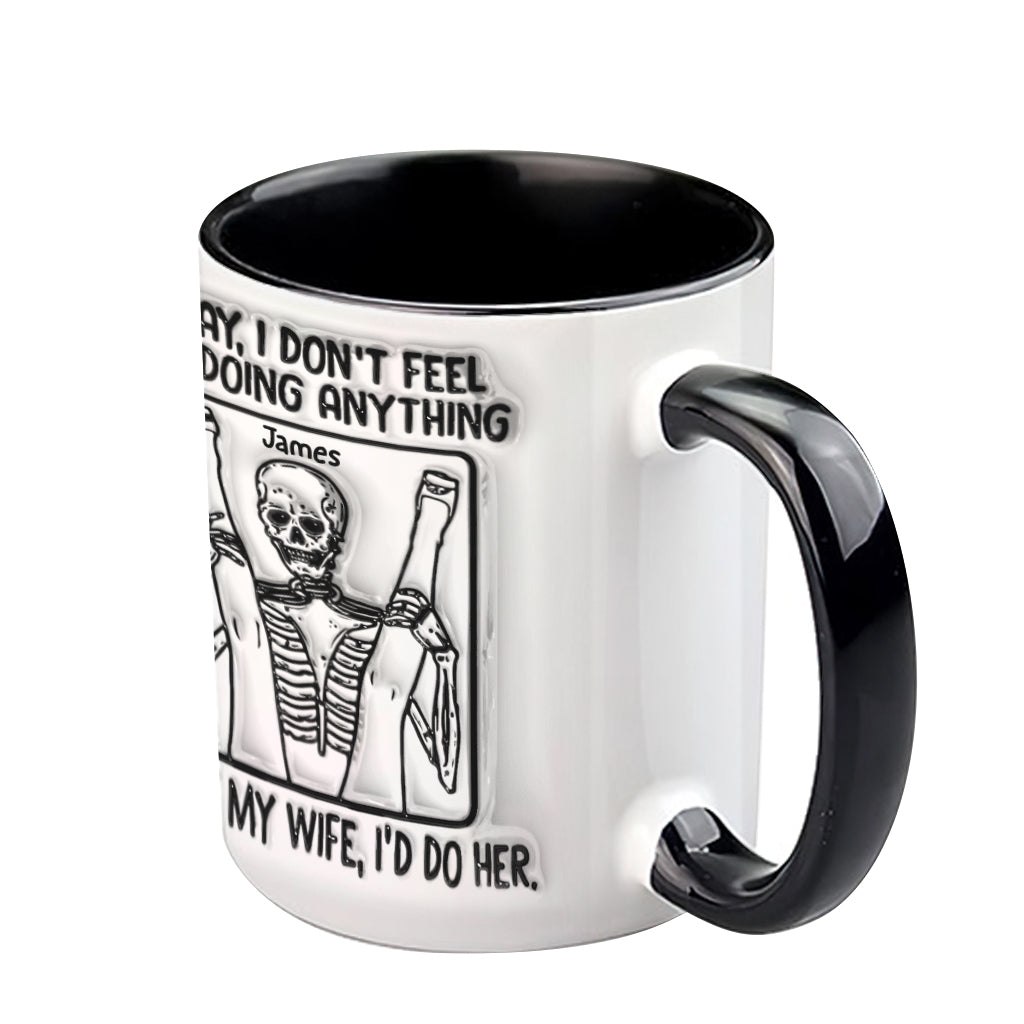 Heute habe ich zu nichts Lust – personalisierte Tasse mit Totenkopf-Akzent