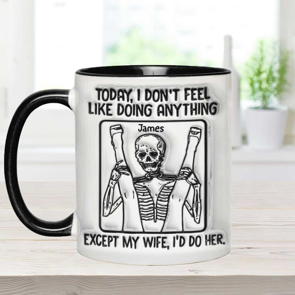 Heute habe ich zu nichts Lust – personalisierte Tasse mit Totenkopf-Akzent