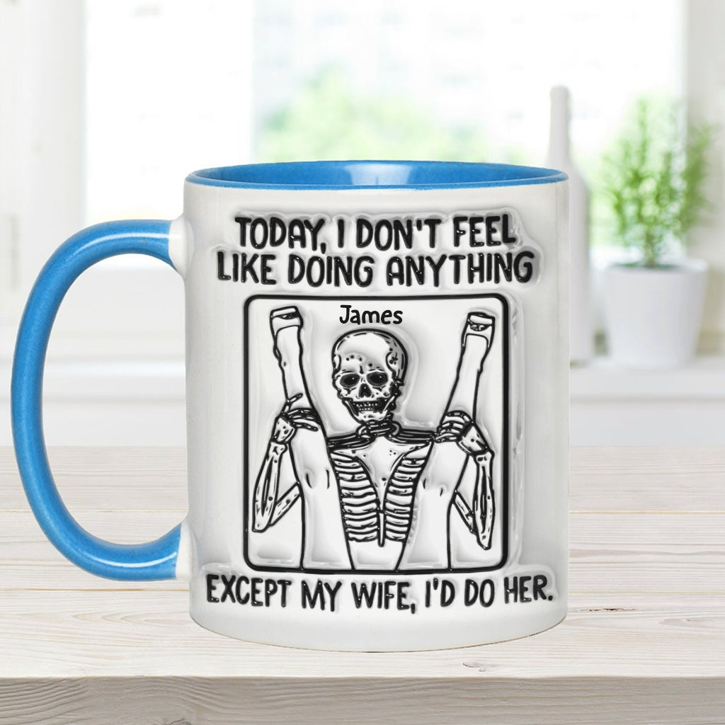 Heute habe ich zu nichts Lust – personalisierte Tasse mit Totenkopf-Akzent