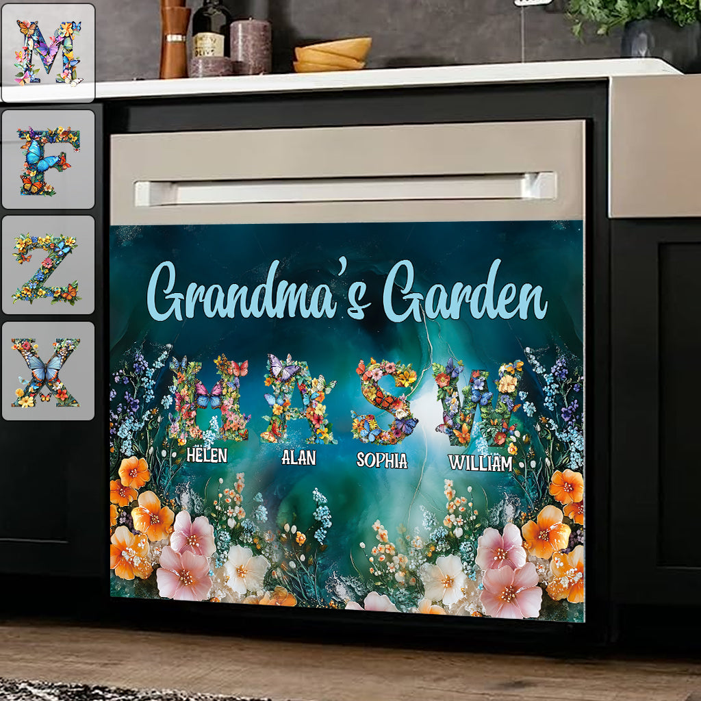Nana's Garden – Beliebiger Titel – Personalisierter Geschirrspülerdeckel für Oma