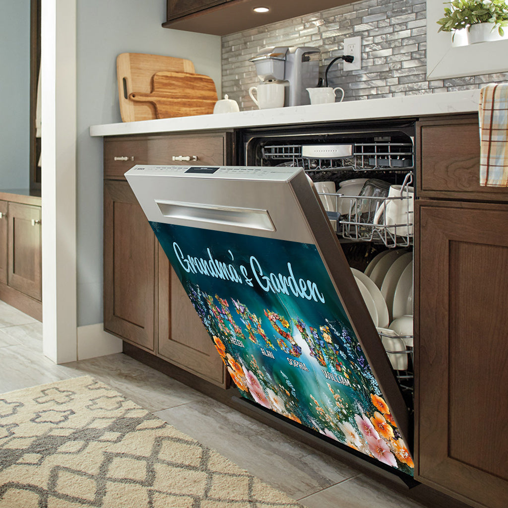 Nana's Garden – Beliebiger Titel – Personalisierter Geschirrspülerdeckel für Oma