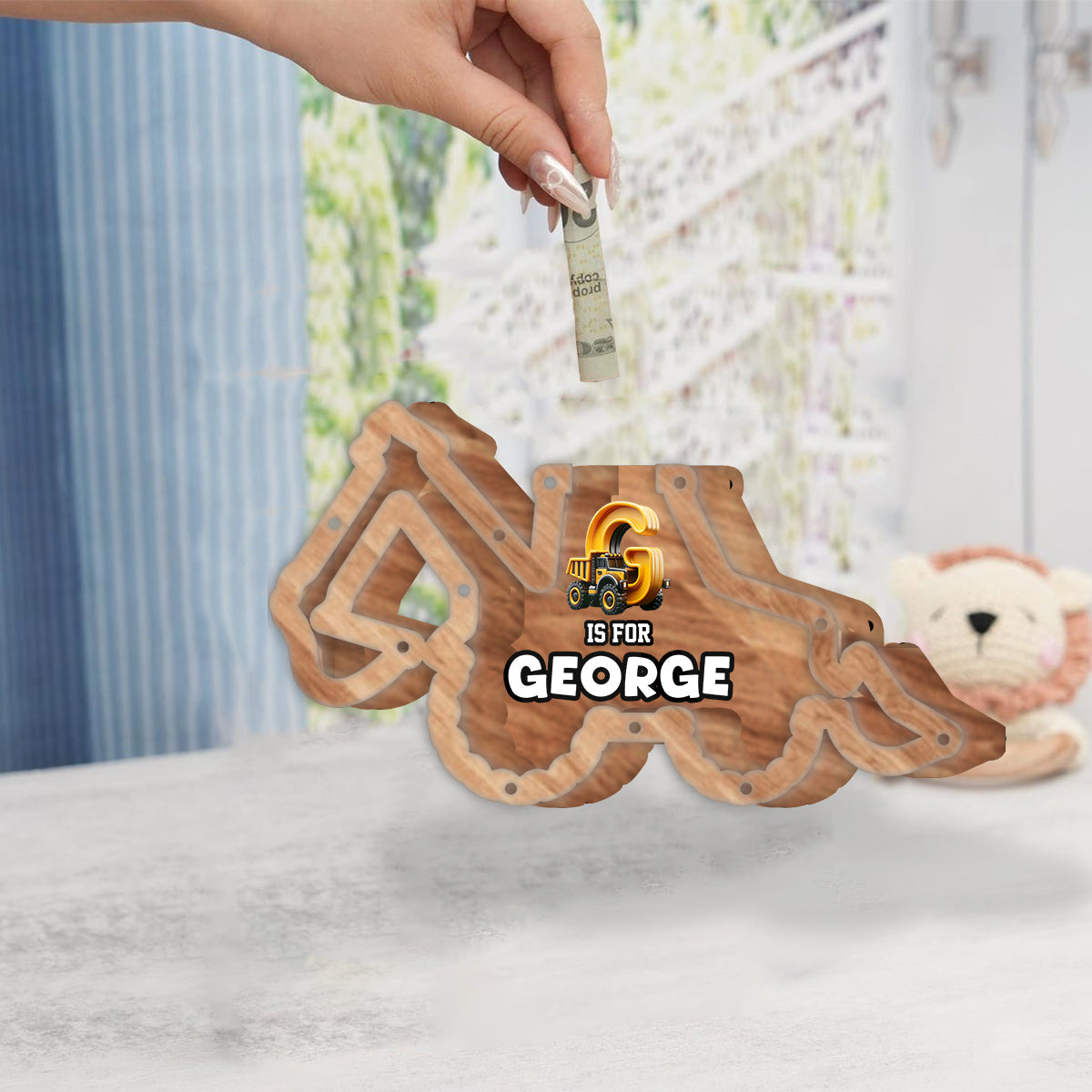 LKW-Spardose für Kinder – Personalisierte Spardose aus Holz für Kinder