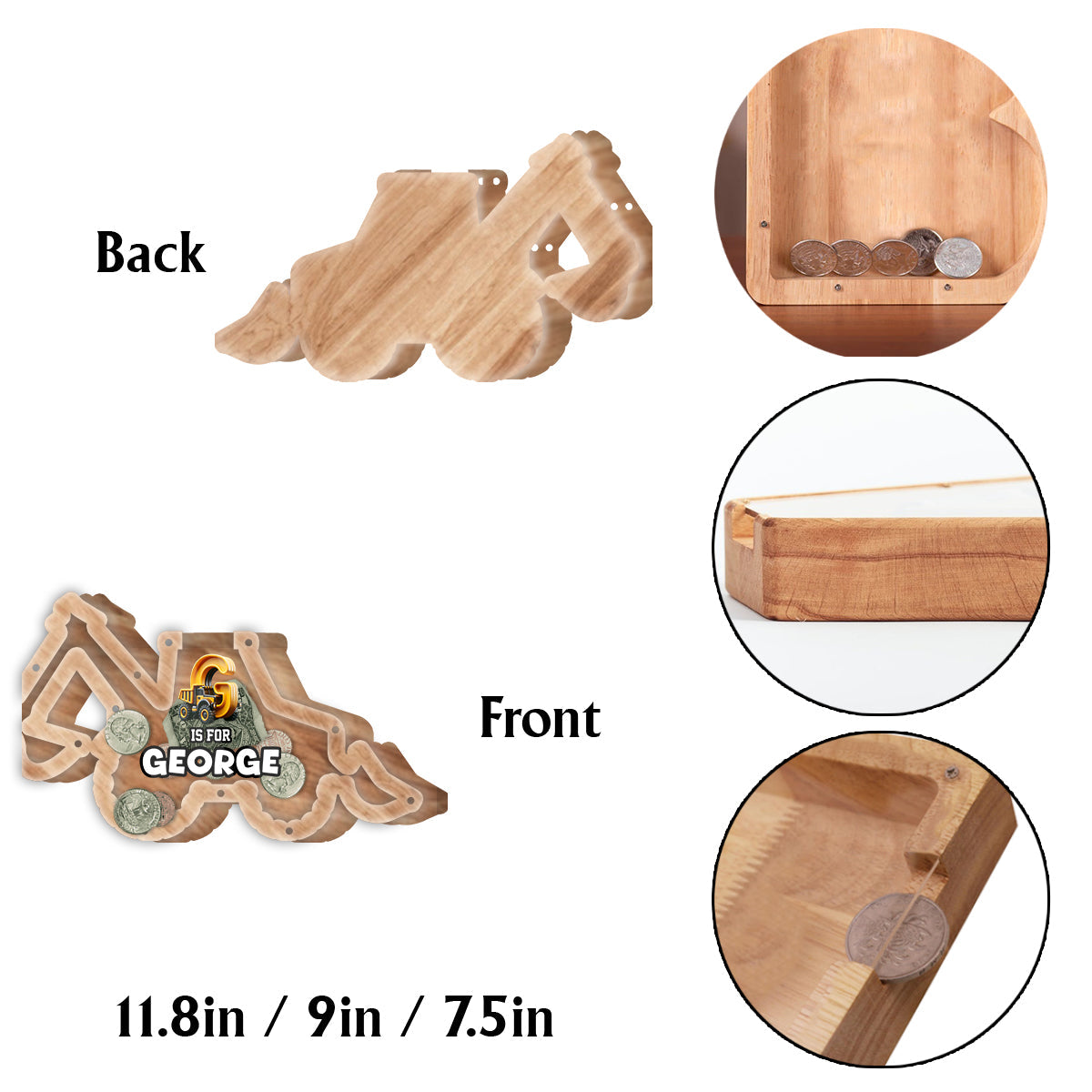 LKW-Spardose für Kinder – Personalisierte Spardose aus Holz für Kinder