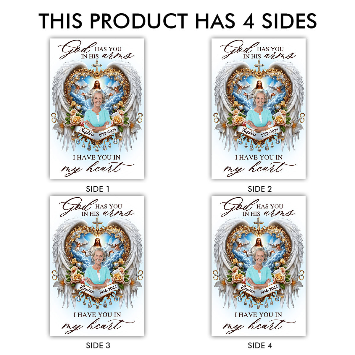 Gott hält dich in seinen Armen – Personalisierte Gedenkkerzenlaterne