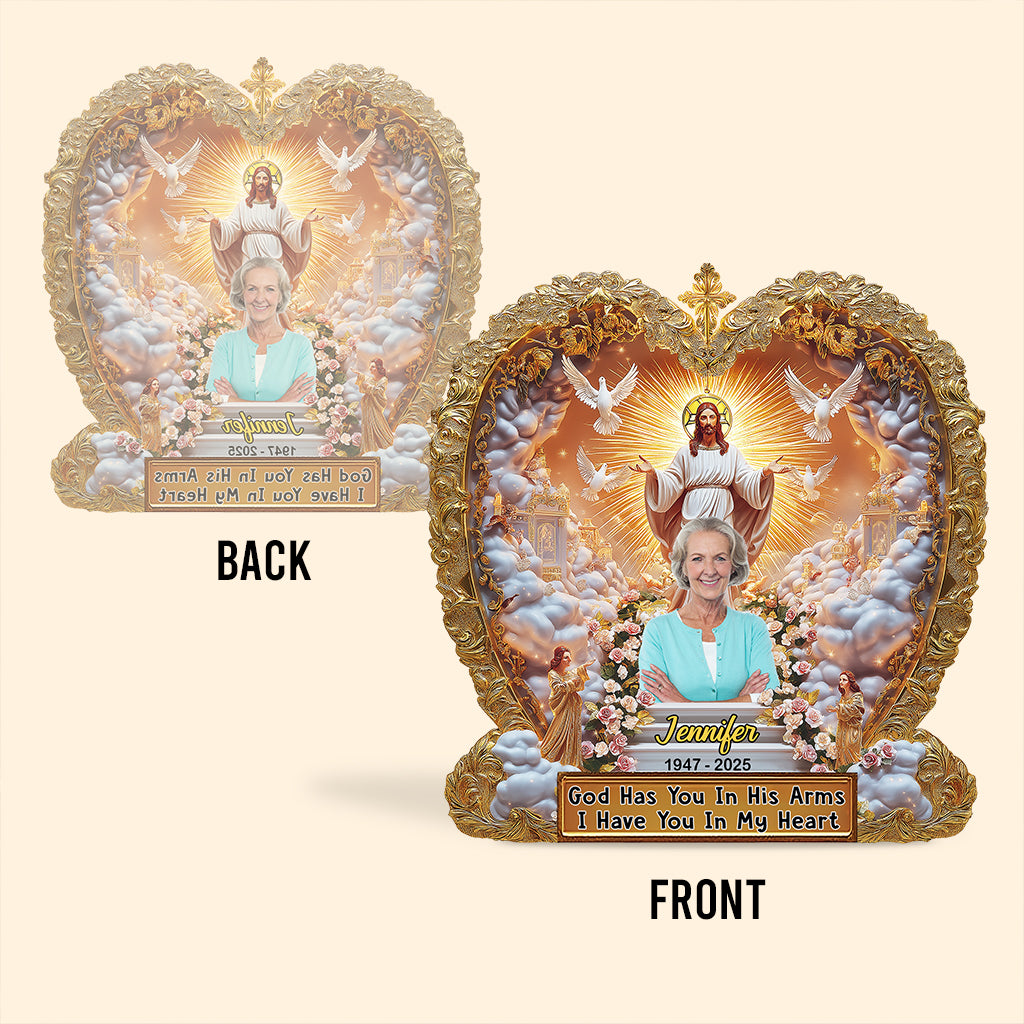 Gott hält dich in seinen Armen – Personalisierte Gedenktafel aus Acryl in individueller Form