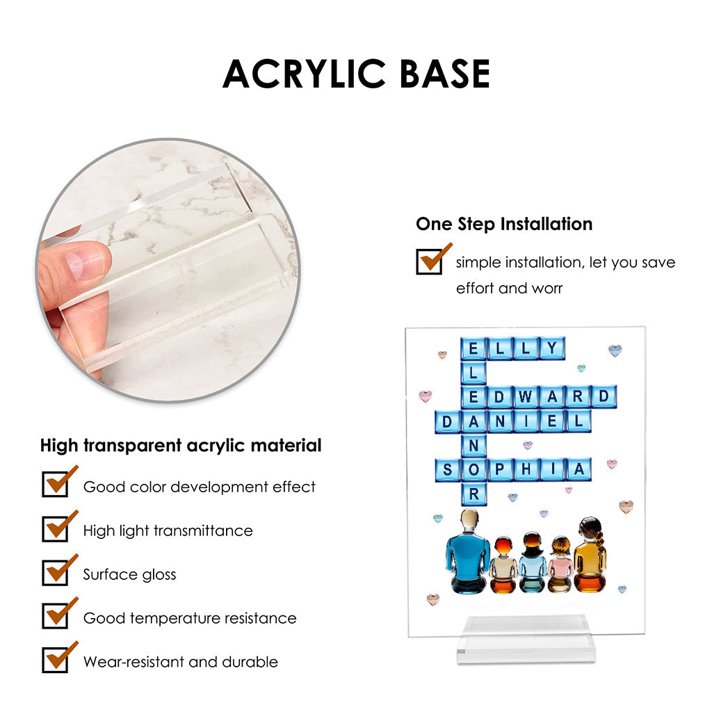 Für immer Familie – Personalisierte transparente Acryl-Familienplakette