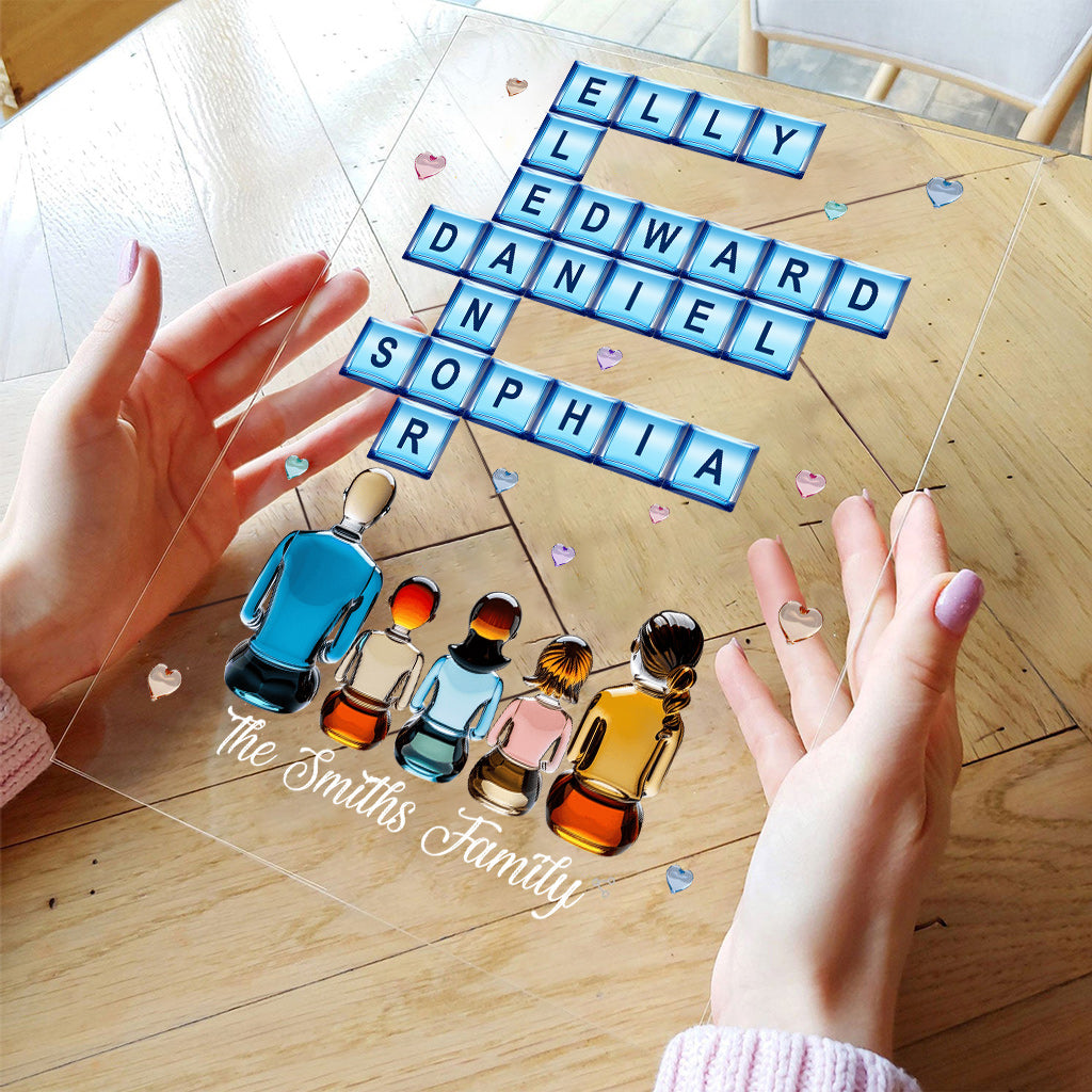 Für immer Familie – Personalisierte transparente Acryl-Familienplakette