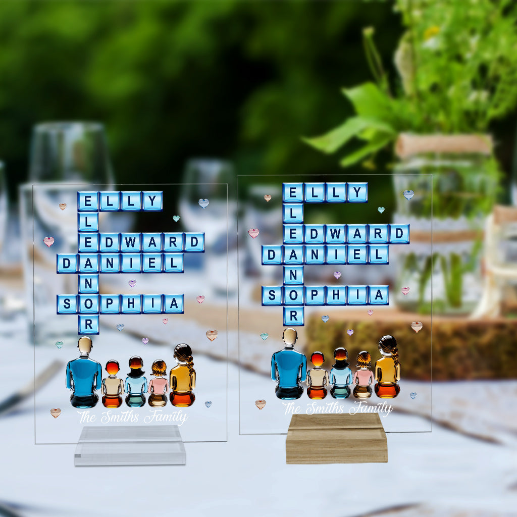 Für immer Familie – Personalisierte transparente Acryl-Familienplakette