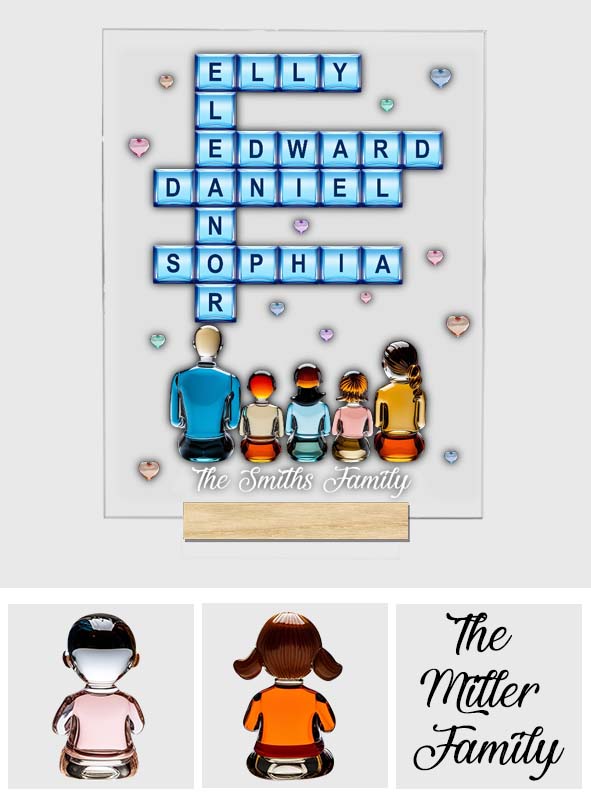 Für immer Familie – Personalisierte transparente Acryl-Familienplakette