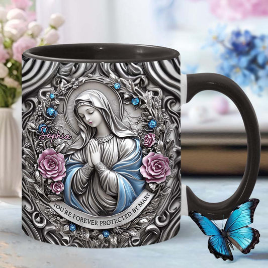 Du bist für immer von Maria beschützt – Personalisierte Tasse mit christlichem Akzent