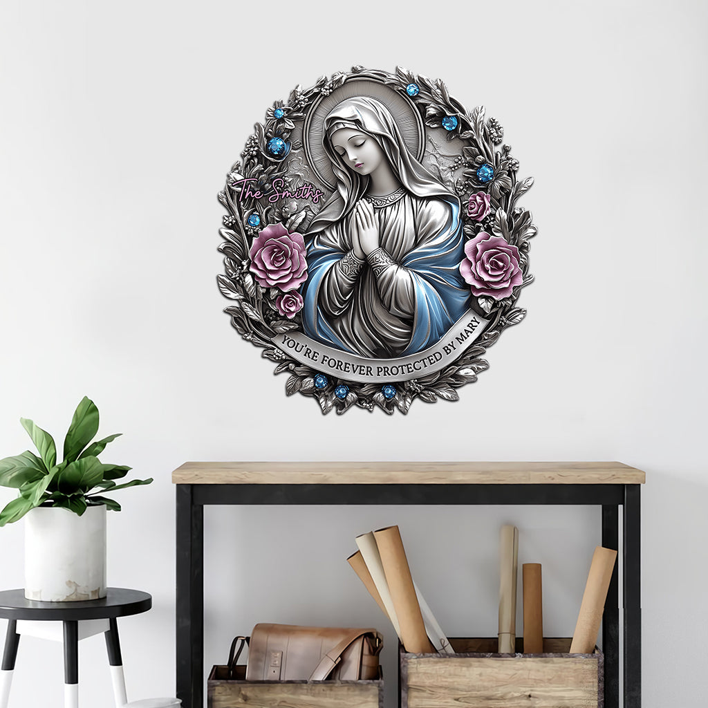 Du bist für immer von Maria beschützt – personalisiertes christliches Schild aus Metall