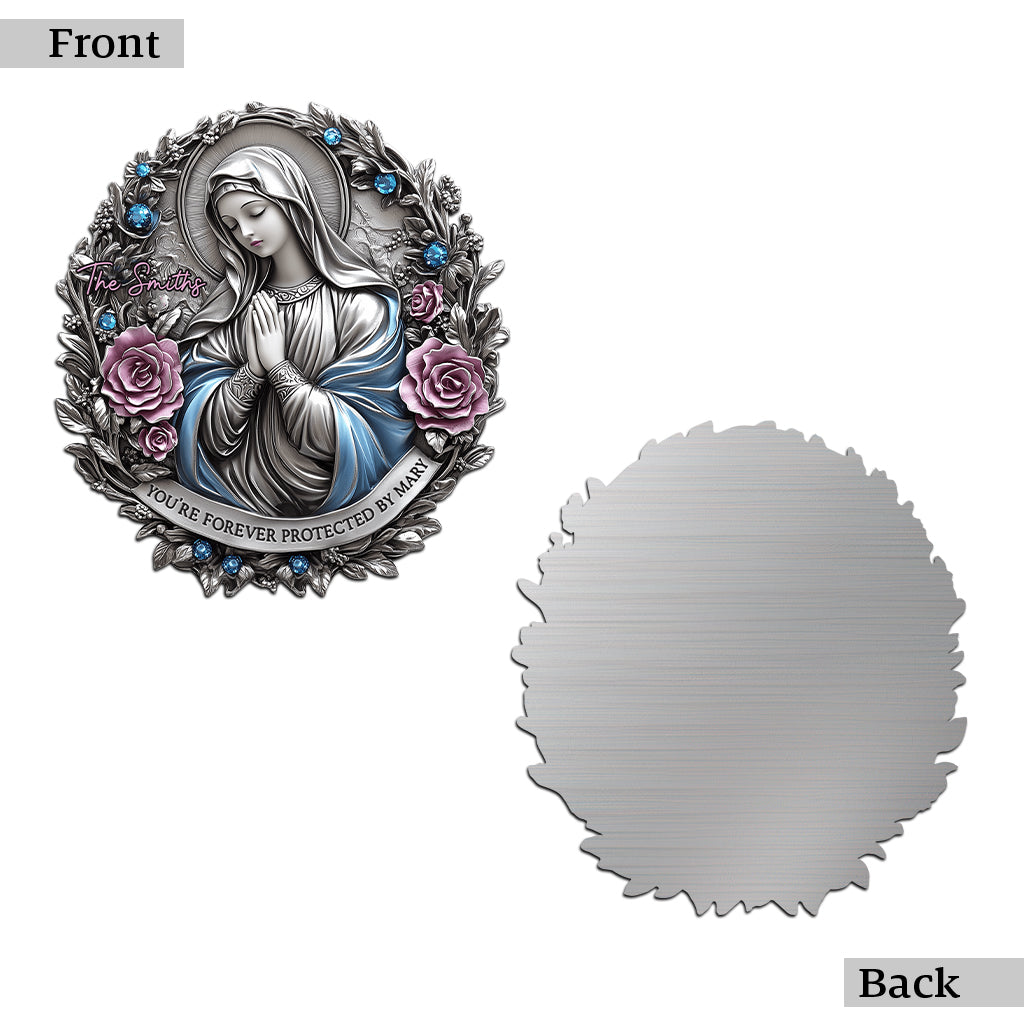 Du bist für immer von Maria beschützt – personalisiertes christliches Schild aus Metall