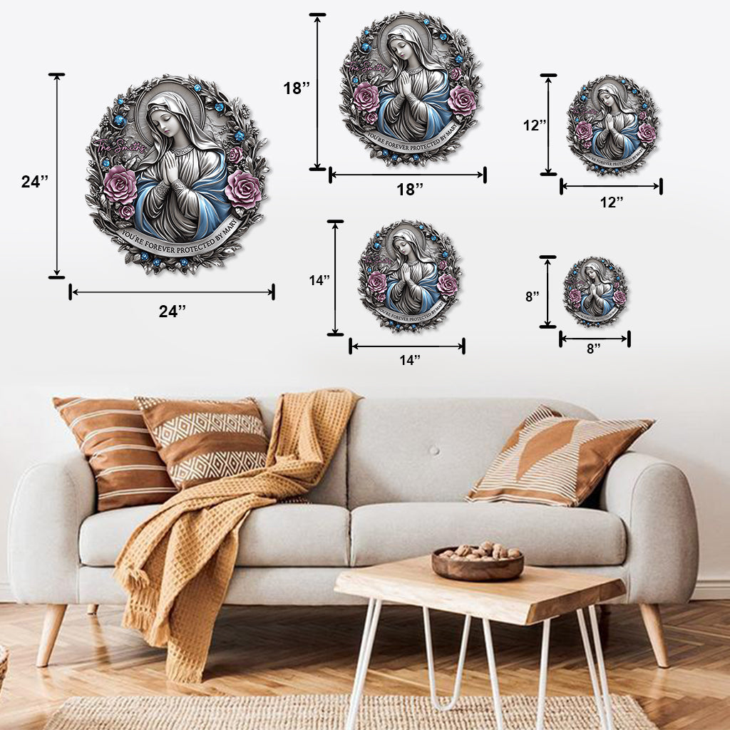 Du bist für immer von Maria beschützt – personalisiertes christliches Schild aus Metall