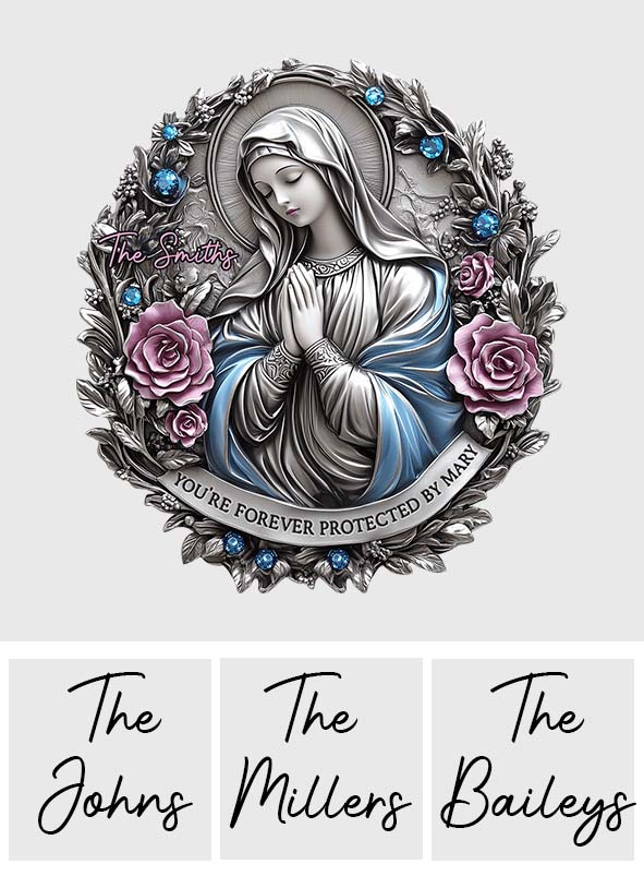 Du bist für immer von Maria beschützt – personalisiertes christliches Schild aus Metall