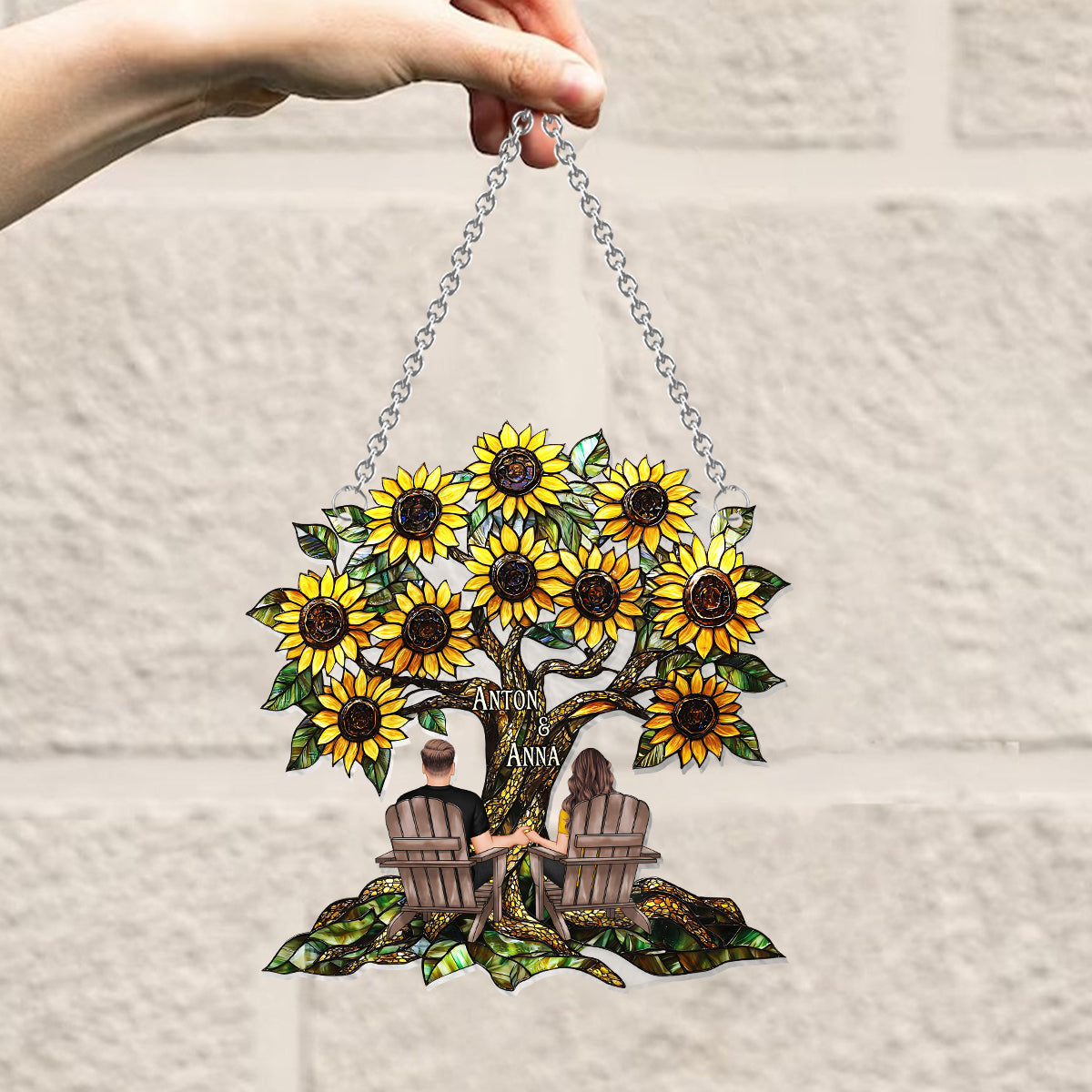 Du & Ich – Personalisierter Sonnenfänger für Paare zum Aufhängen am Fenster 