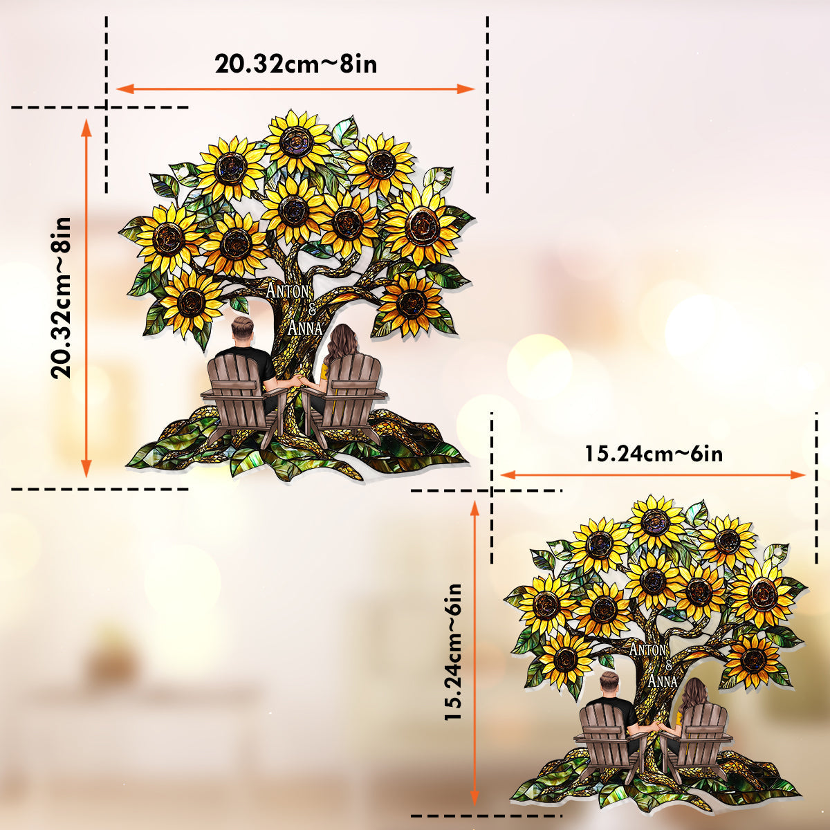 Du & Ich – Personalisierter Sonnenfänger für Paare zum Aufhängen am Fenster 