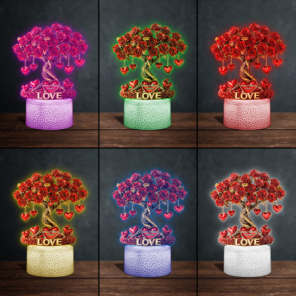 Liebesbaum – Personalisierte, paarförmige Leuchtplatte mit Sockel