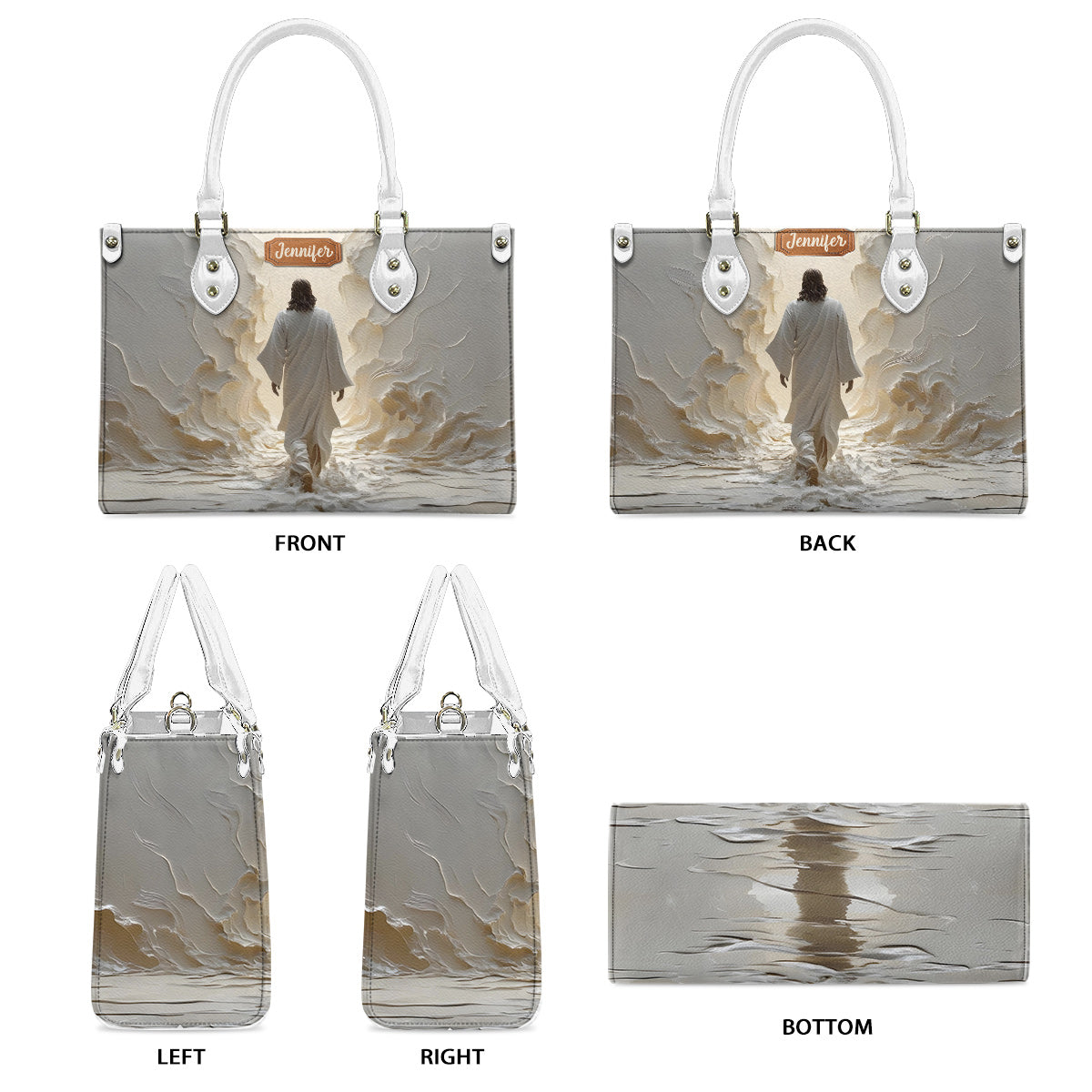 Geh mit Gott – Personalisierte christliche Lederhandtasche