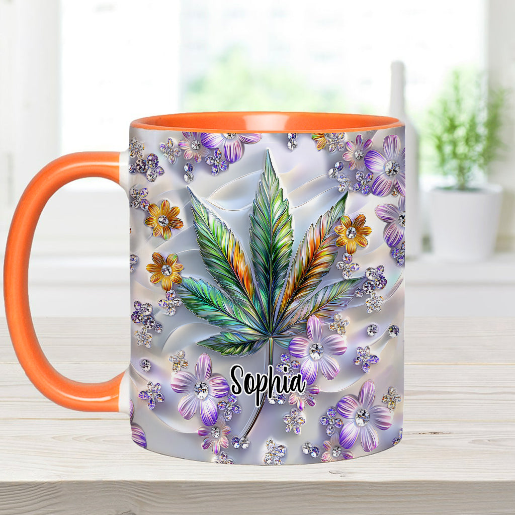 Schönes Blatt - Personalisierte Tasse mit Cannabis-Akzent