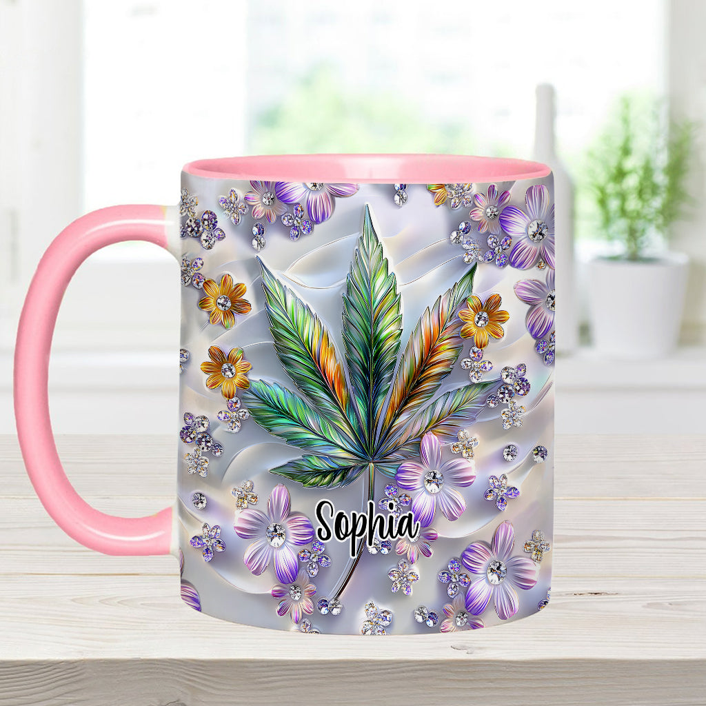 Schönes Blatt - Personalisierte Tasse mit Cannabis-Akzent