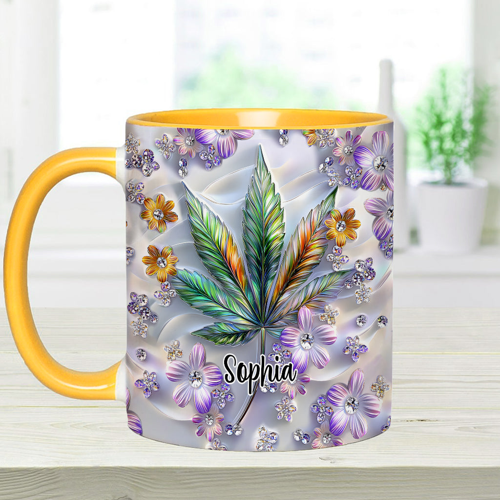 Schönes Blatt - Personalisierte Tasse mit Cannabis-Akzent