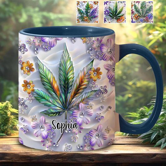 Schönes Blatt - Personalisierte Tasse mit Cannabis-Akzent