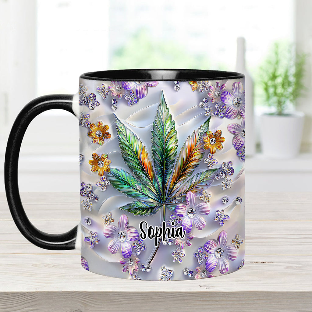 Schönes Blatt - Personalisierte Tasse mit Cannabis-Akzent